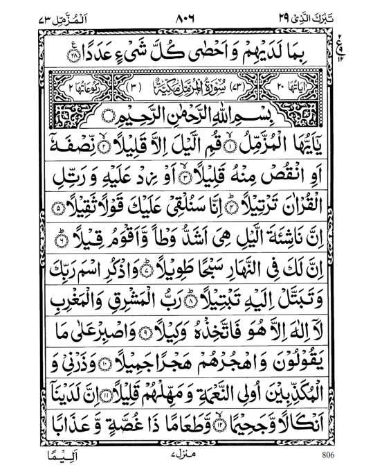 Arabic Surah Muzammil in Arabic_001