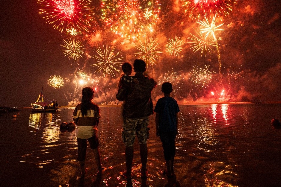 Locals watch fireworks at Ancol Beach in Jakarta, Indonesia. Yasuyoshi Chiba/AFP/Getty Images